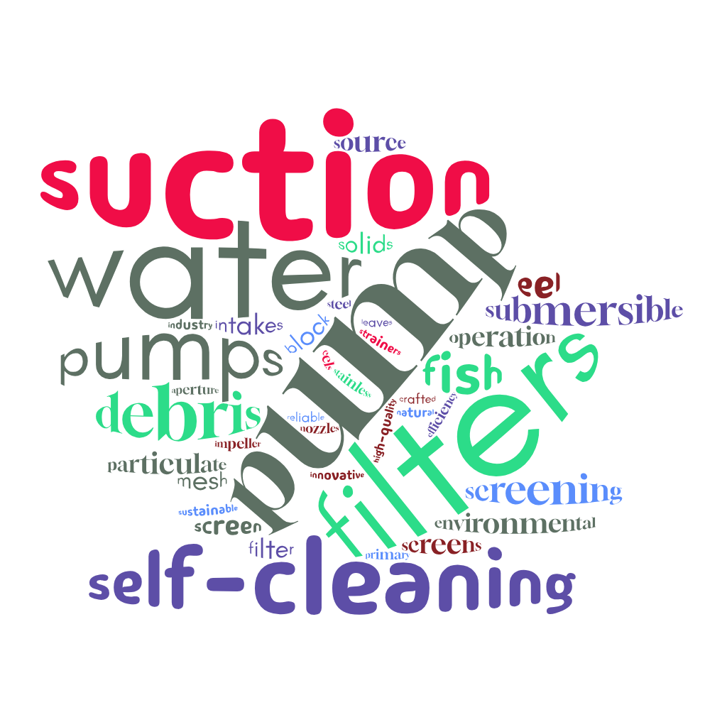Pump suction filter word cloud