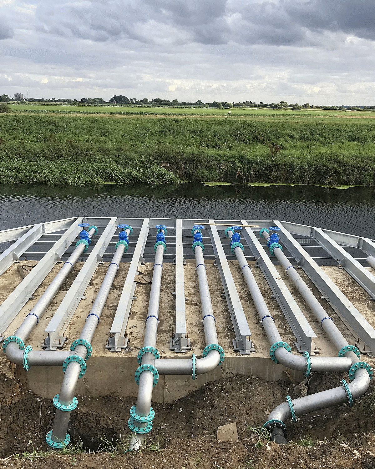 Pipework for industerial heat pump installation on a huge poultry farm