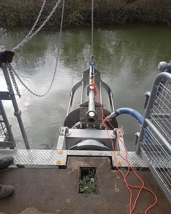 Eel screen on a river