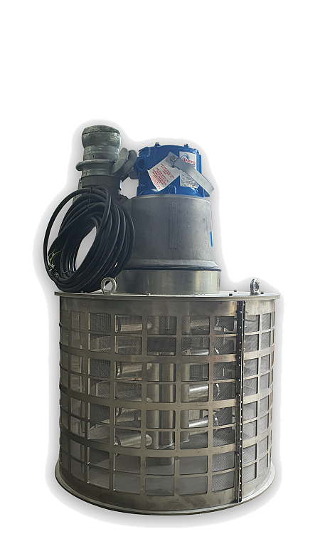Small picture of big submersible pump with integral self-cleaning intake