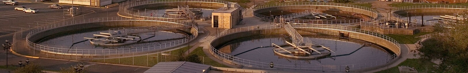 Sunset over waste water treatment works