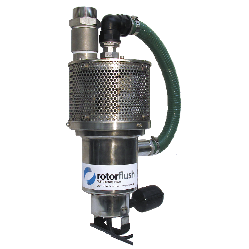 RF200R self-cleaning suction intake screen with built in backwash pump