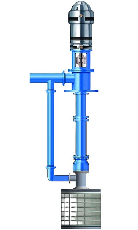 How a vertical turbine pump can be kept blockage free with a Rotorflush self-cleaning intake