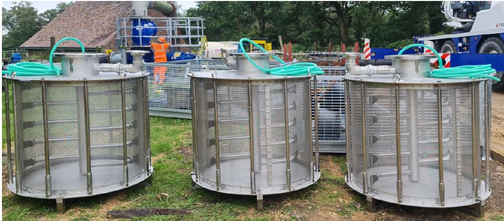 Rotorflush Eel Screens ready to be installed